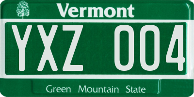 VT license plate YXZ004