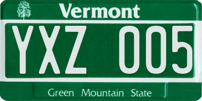 VT license plate YXZ005