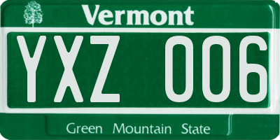 VT license plate YXZ006