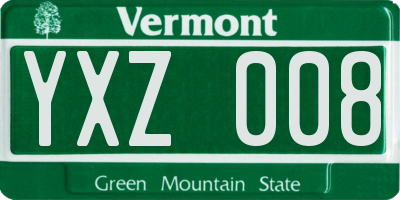 VT license plate YXZ008