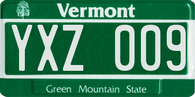 VT license plate YXZ009