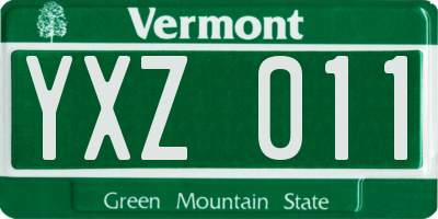 VT license plate YXZ011