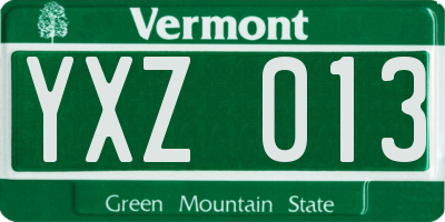 VT license plate YXZ013