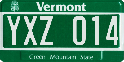 VT license plate YXZ014