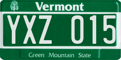 VT license plate YXZ015