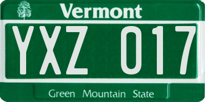 VT license plate YXZ017
