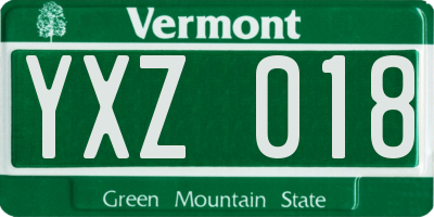 VT license plate YXZ018