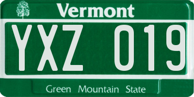 VT license plate YXZ019