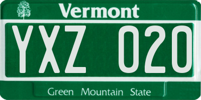 VT license plate YXZ020