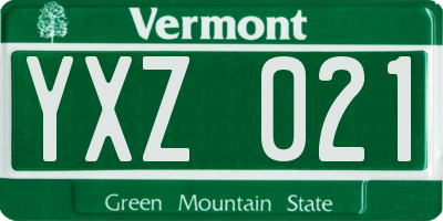 VT license plate YXZ021