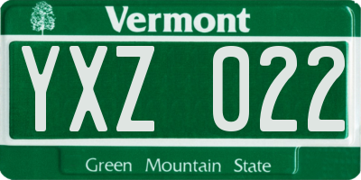 VT license plate YXZ022
