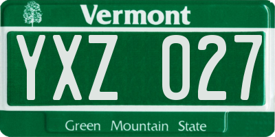 VT license plate YXZ027