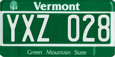 VT license plate YXZ028