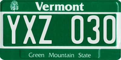 VT license plate YXZ030