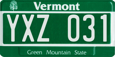 VT license plate YXZ031