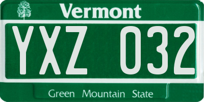 VT license plate YXZ032