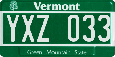 VT license plate YXZ033
