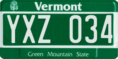 VT license plate YXZ034