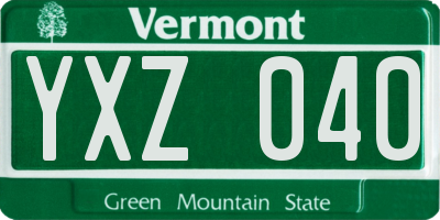 VT license plate YXZ040