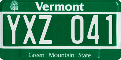 VT license plate YXZ041