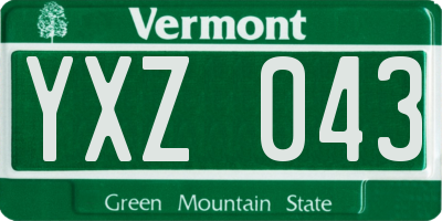 VT license plate YXZ043