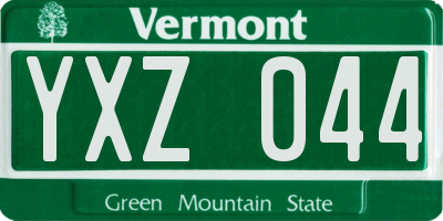 VT license plate YXZ044