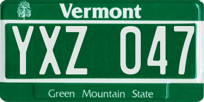 VT license plate YXZ047