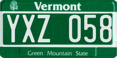 VT license plate YXZ058