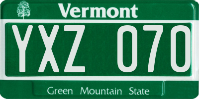 VT license plate YXZ070