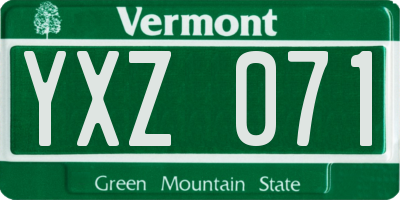 VT license plate YXZ071