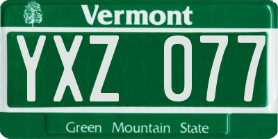 VT license plate YXZ077