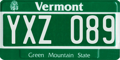 VT license plate YXZ089