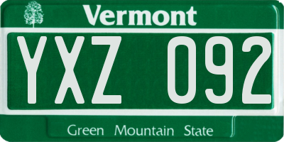 VT license plate YXZ092