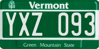 VT license plate YXZ093