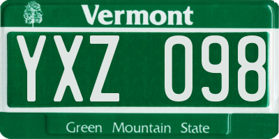 VT license plate YXZ098