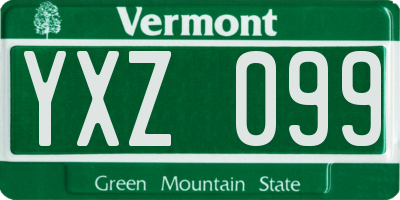 VT license plate YXZ099