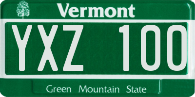 VT license plate YXZ100