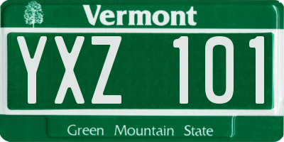 VT license plate YXZ101
