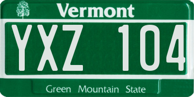 VT license plate YXZ104