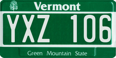 VT license plate YXZ106