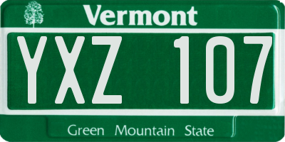 VT license plate YXZ107