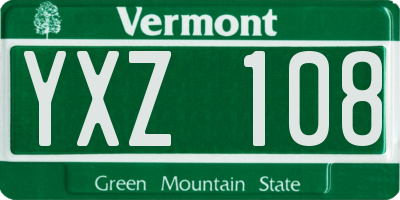 VT license plate YXZ108