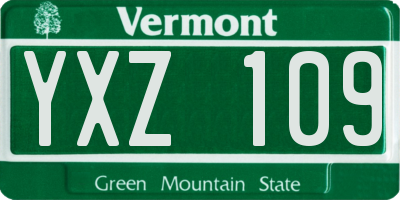 VT license plate YXZ109