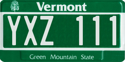 VT license plate YXZ111