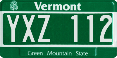 VT license plate YXZ112