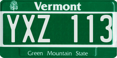 VT license plate YXZ113