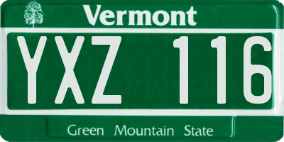 VT license plate YXZ116