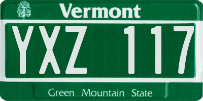 VT license plate YXZ117