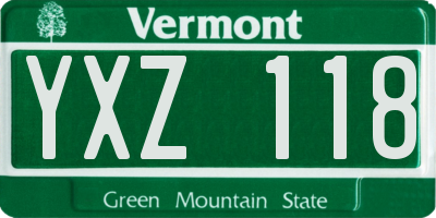 VT license plate YXZ118