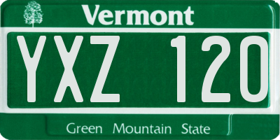 VT license plate YXZ120